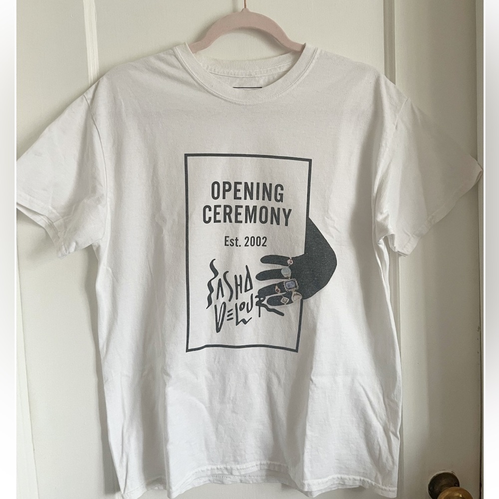 Opening Ceremony White Tee with Black Graphic